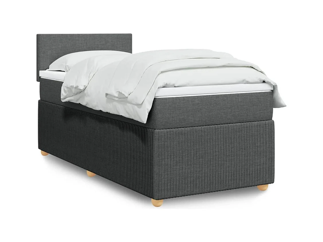 Sommier à lattes de lit et matelas Gris foncé 90x190 cm Tissu