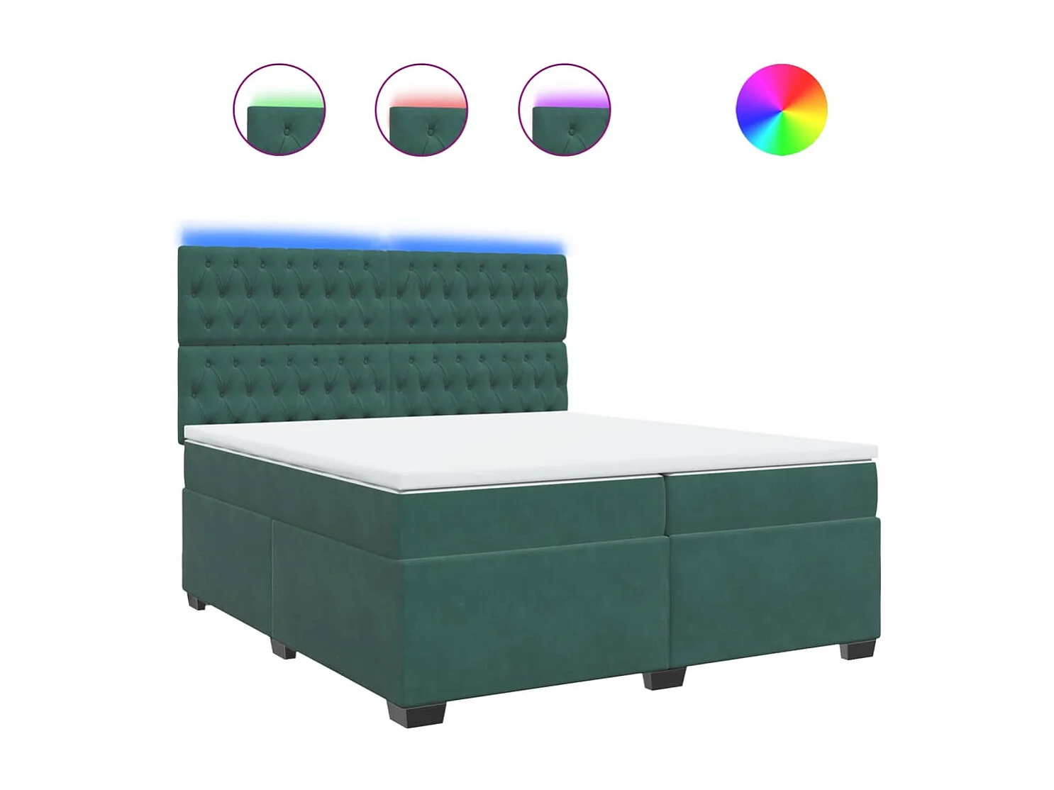 Sommier à lattes de lit et matelas Vert foncé 200x200cm Velours