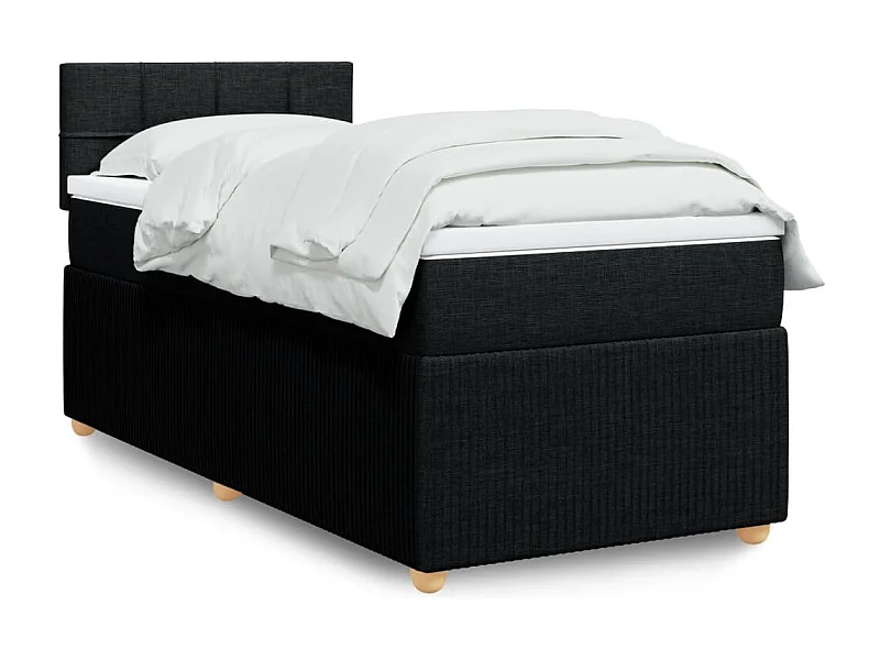 Cama box spring con colchón tela negro 80x200 cm