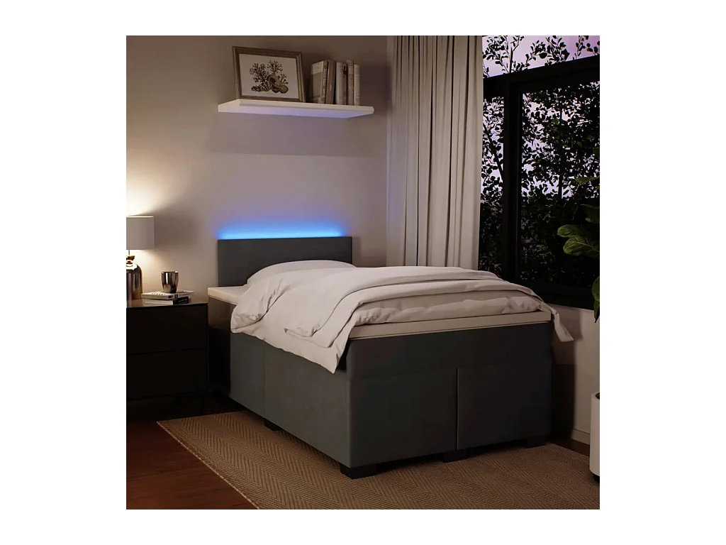 Boxspring met matras fluweel donkergrijs 120x190 cm