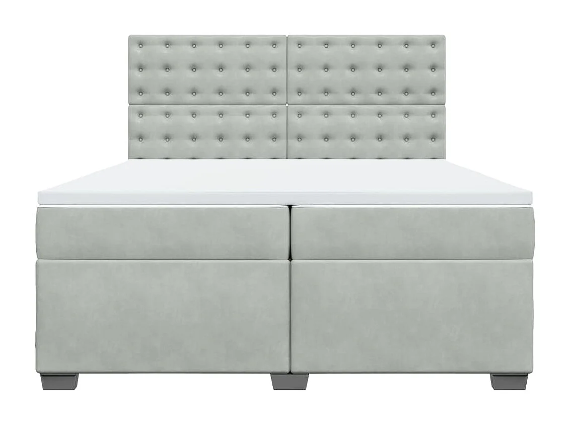 Sommier à lattes de lit et matelas Gris clair 200x200cm Velours