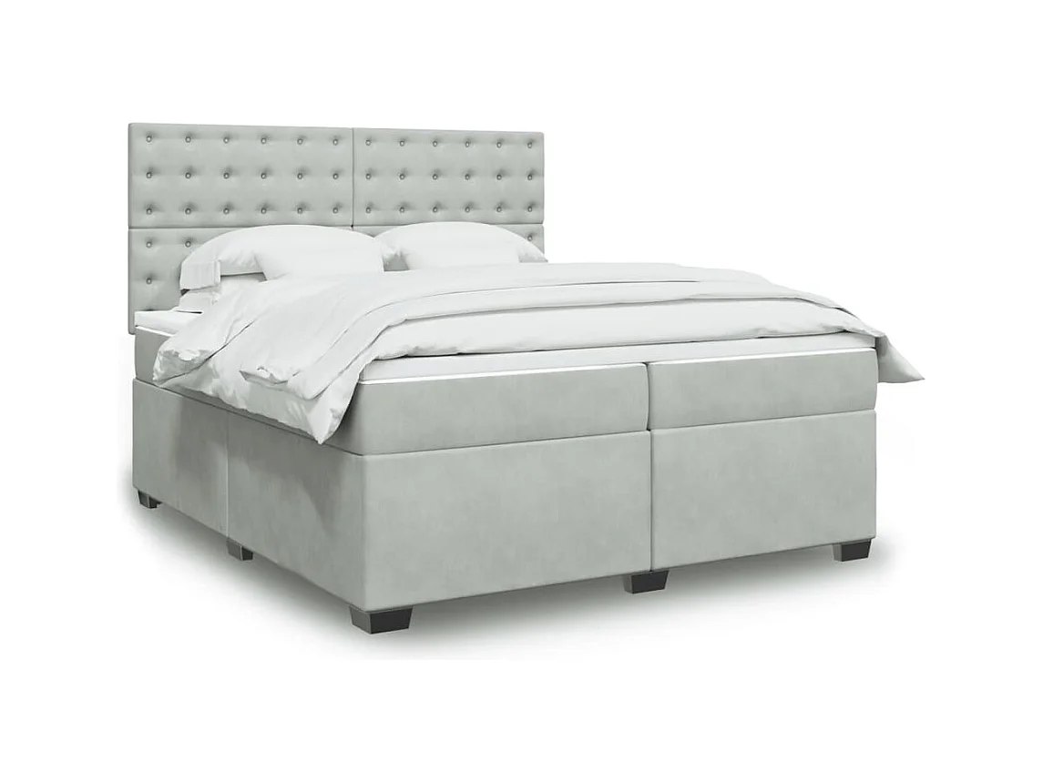 Sommier à lattes de lit et matelas Gris clair 200x200cm Velours