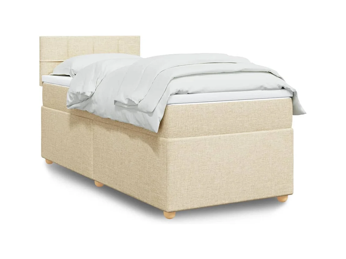 Giroletto a Molle con Materasso Crema 90x190 cm in Tessuto