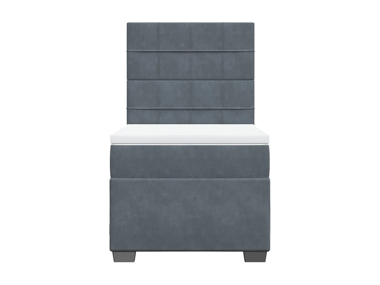 Giroletto a Molle con Materasso Grigio Scuro 90x190 cm Velluto