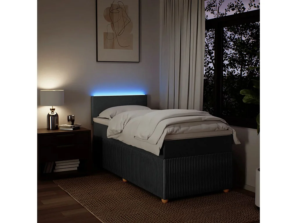 Giroletto a Molle con Materasso Grigio Scuro 90x190 cm Tessuto