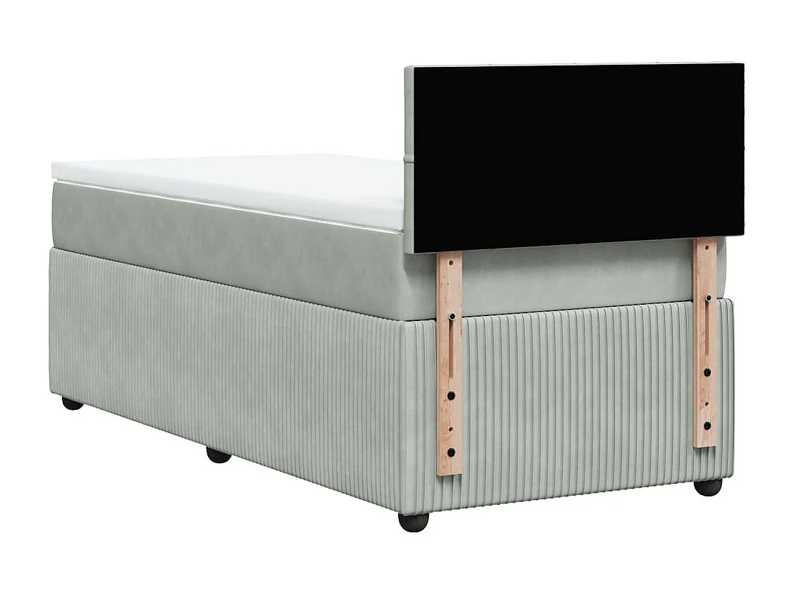 Sommier à lattes de lit et matelas Gris clair 90x200 cm Velours