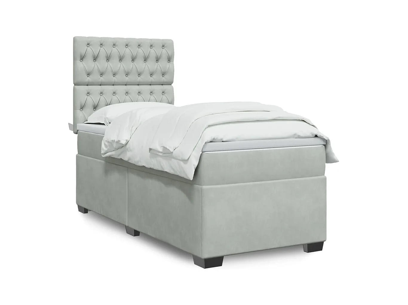 Sommier à lattes de lit et matelas Gris clair 100x200cm Velours