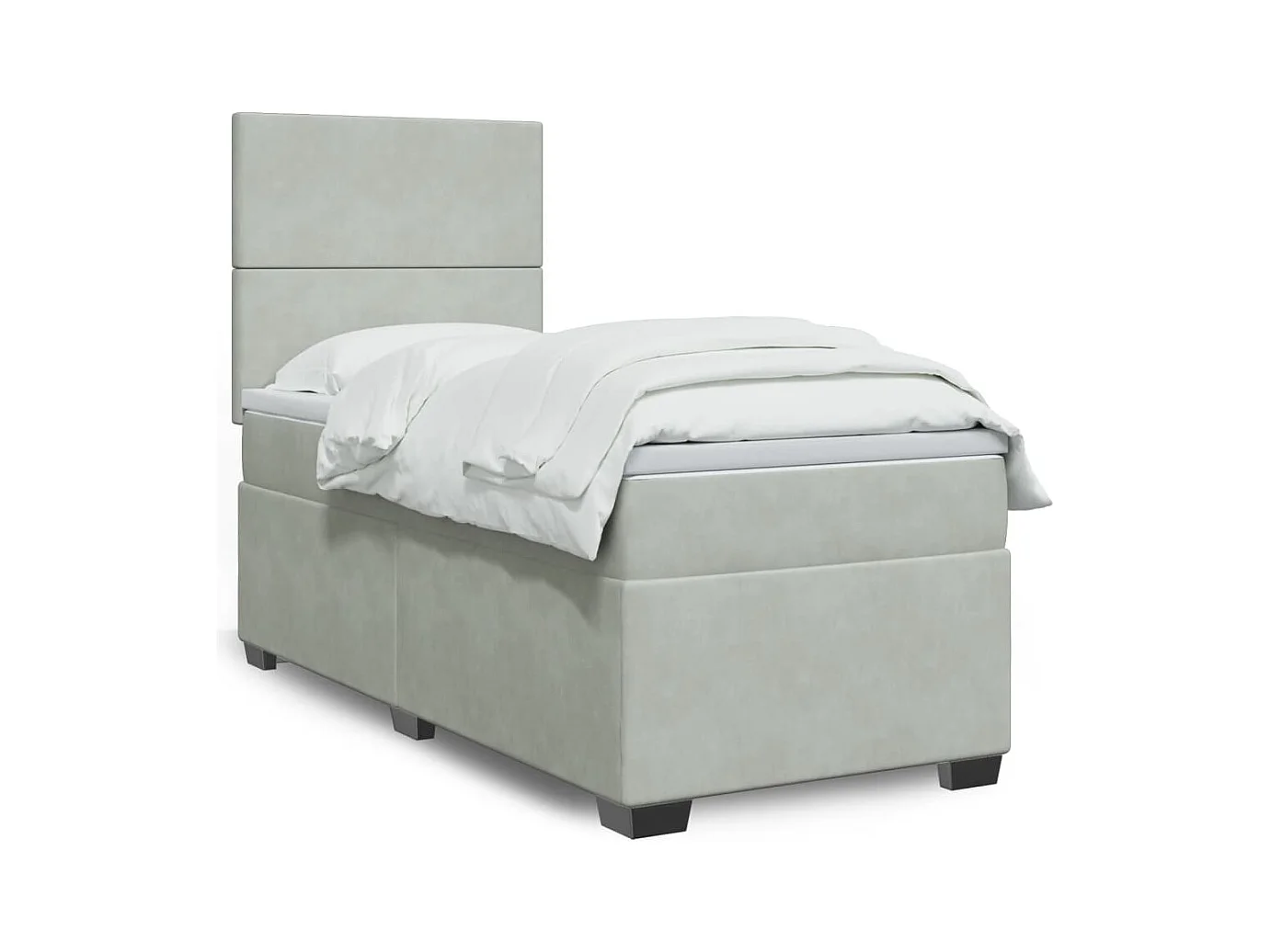 Giroletto a Molle con Materasso Grigio Chiaro 80x200 cm Velluto