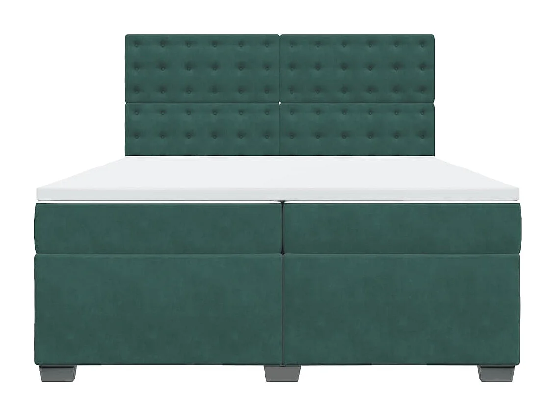 Giroletto a Molle con Materasso Verde Scuro 200x200 cm Velluto