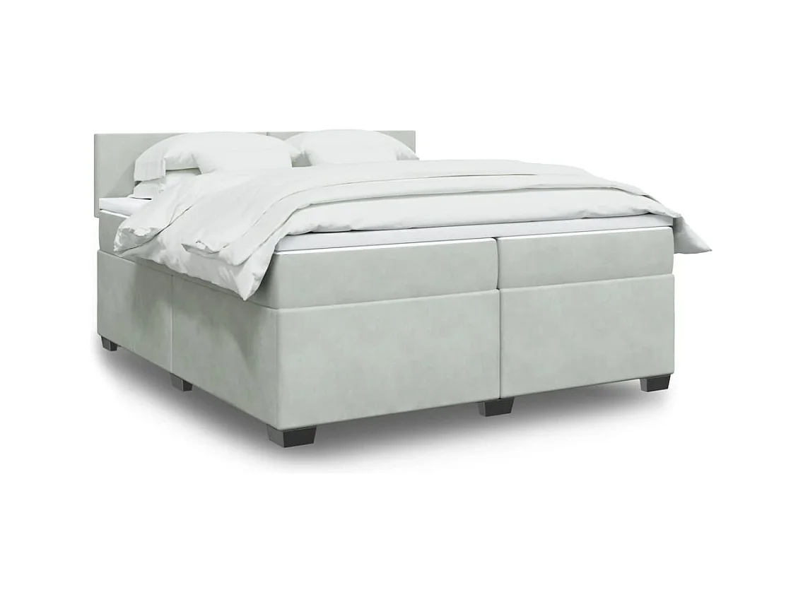 Giroletto a Molle con Materasso Grigio Chiaro 200x200cm Velluto