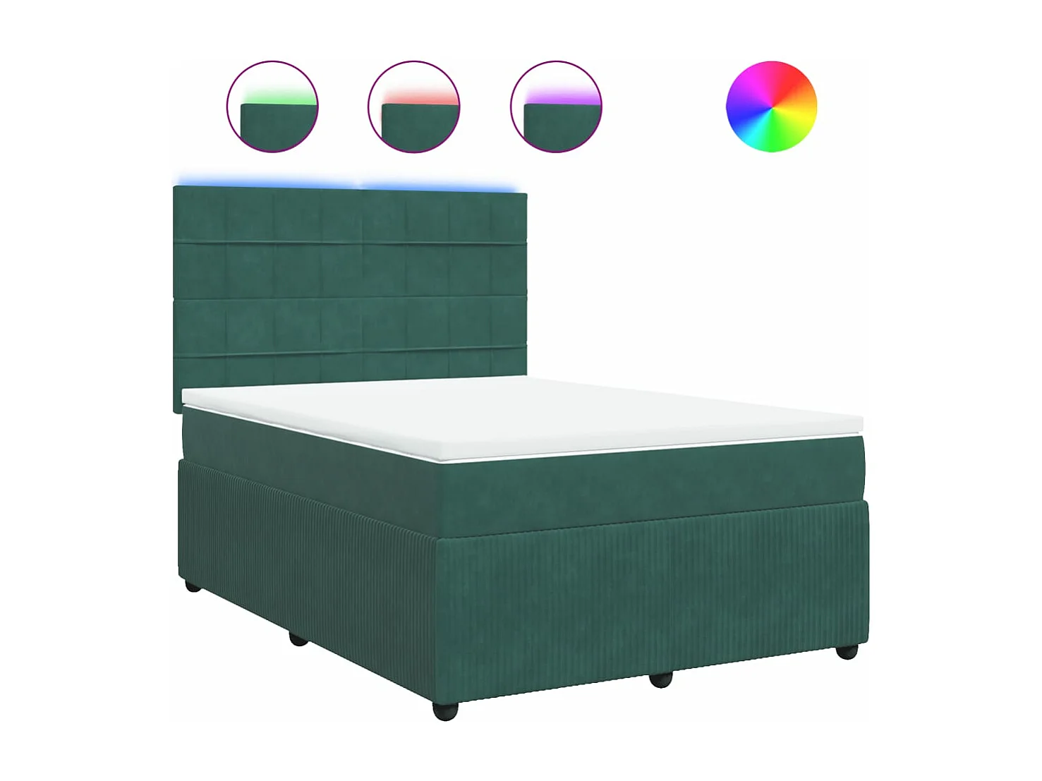 Giroletto a Molle con Materasso Verde Scuro 140x190 cm Velluto