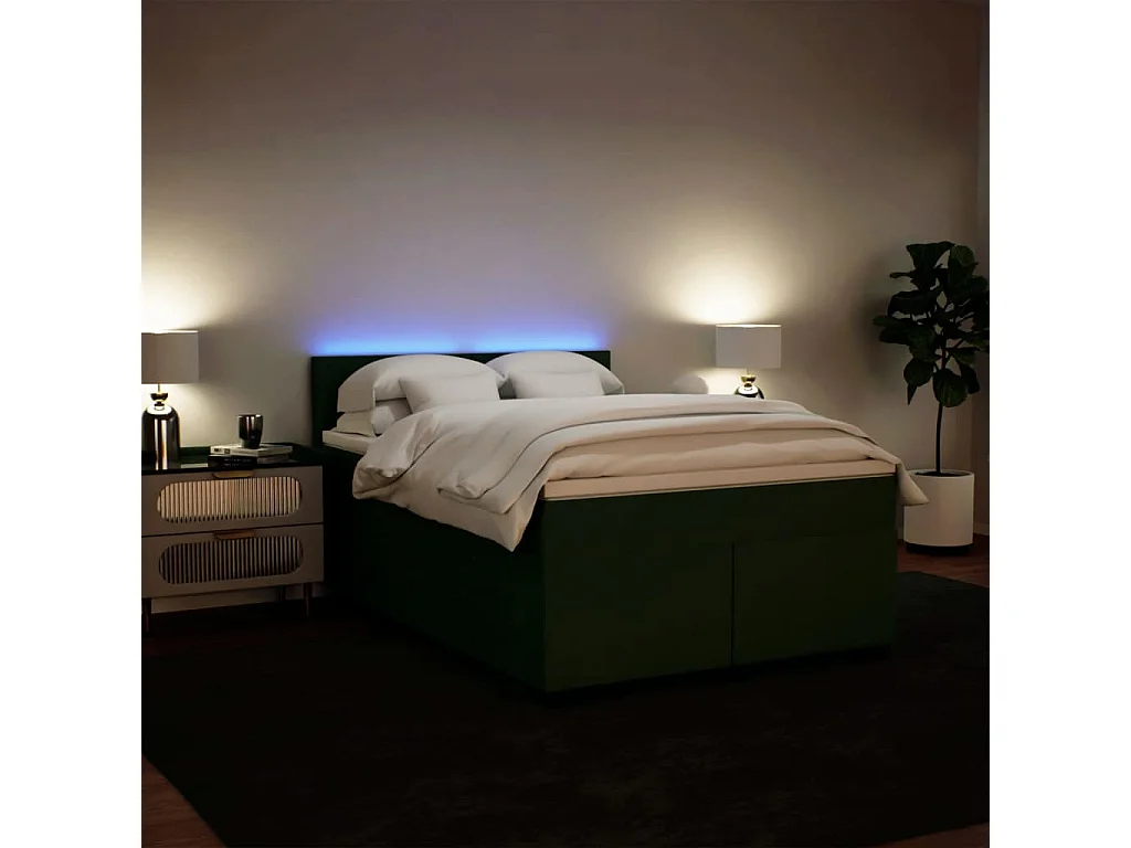 Giroletto a Molle con Materasso Verde Scuro 140x200 cm Velluto