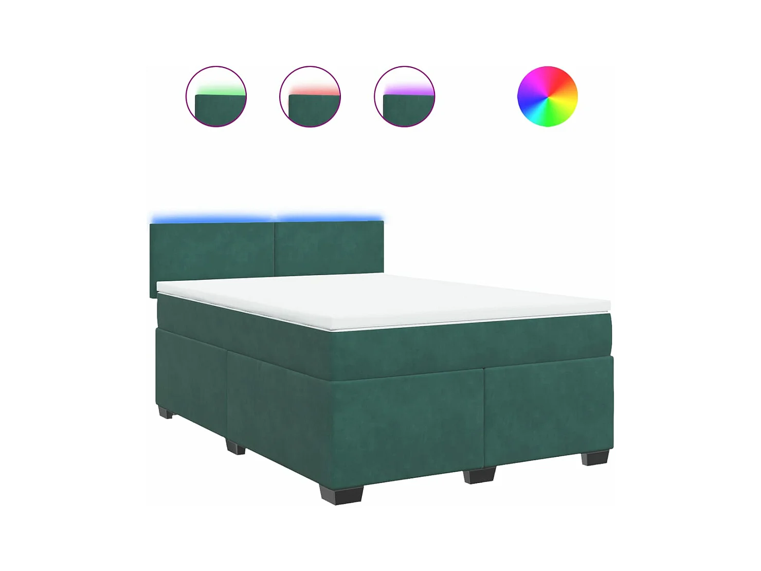 Sommier à lattes de lit et matelas Vert foncé 140x200cm Velours