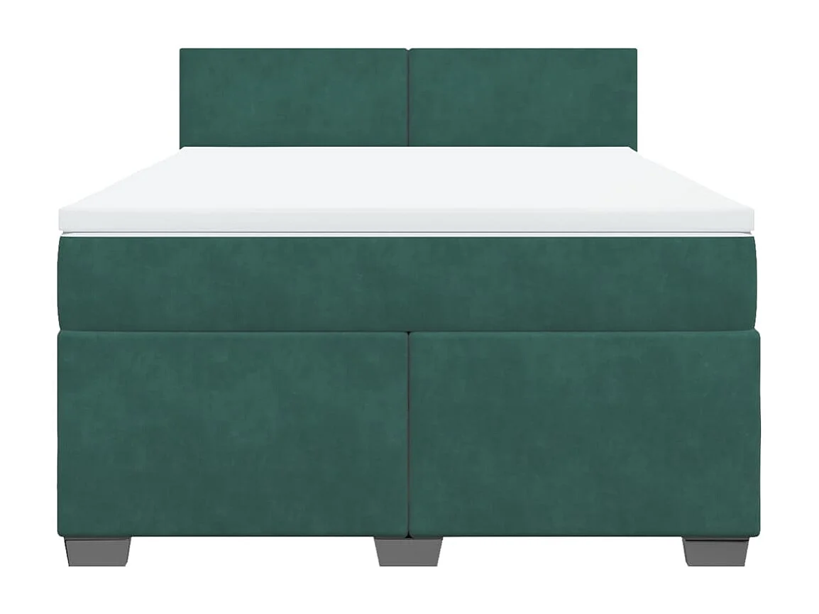 Cama com molas/colchão 140x200 cm veludo verde-escuro