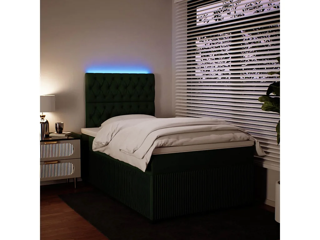 Boxspring met matras fluweel donkergroen 120x200 cm