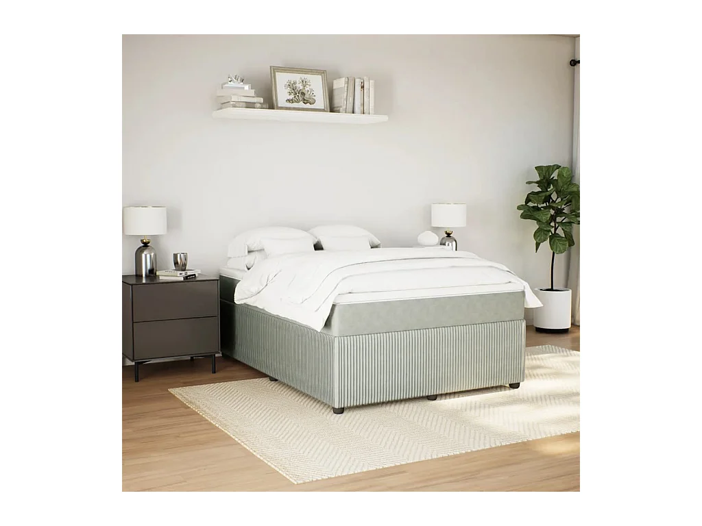 Sommier à lattes de lit et matelas Gris clair 140x200cm Velours