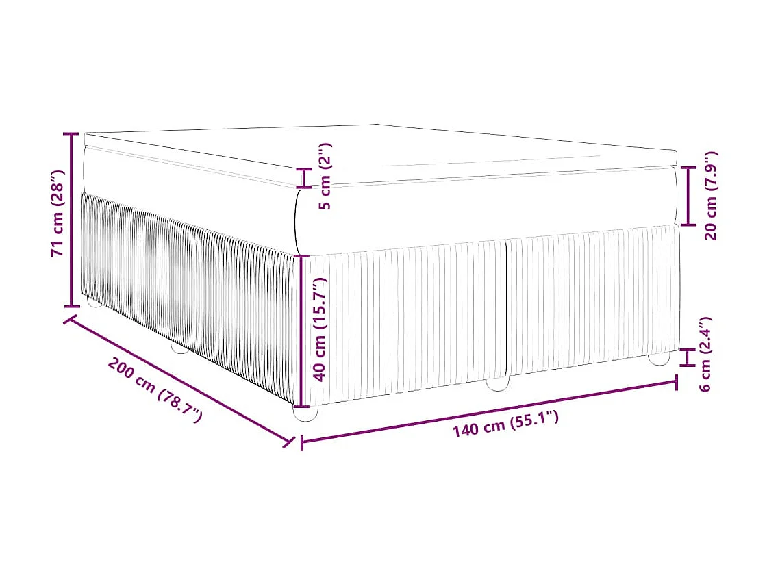 Cama com molas/colchão 140x200 cm veludo cinzento-claro