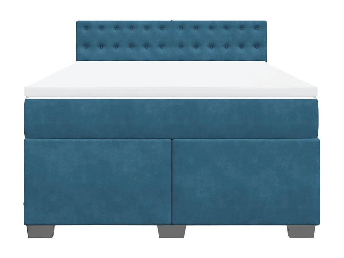 Giroletto a Molle con Materasso Blu 160x200 cm in Velluto