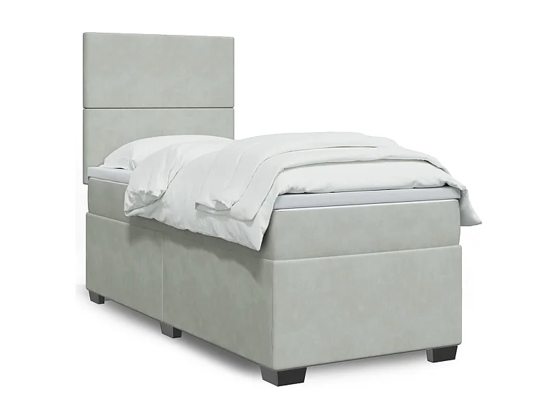 Giroletto a Molle con Materasso Grigio Chiaro 80x200 cm Velluto