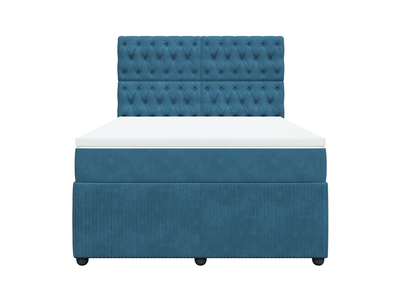 Sommier à lattes de lit et matelas bleu 140x200 cm velours