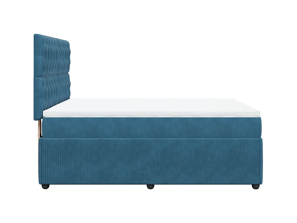 Sommier à lattes de lit et matelas bleu 140x200 cm velours