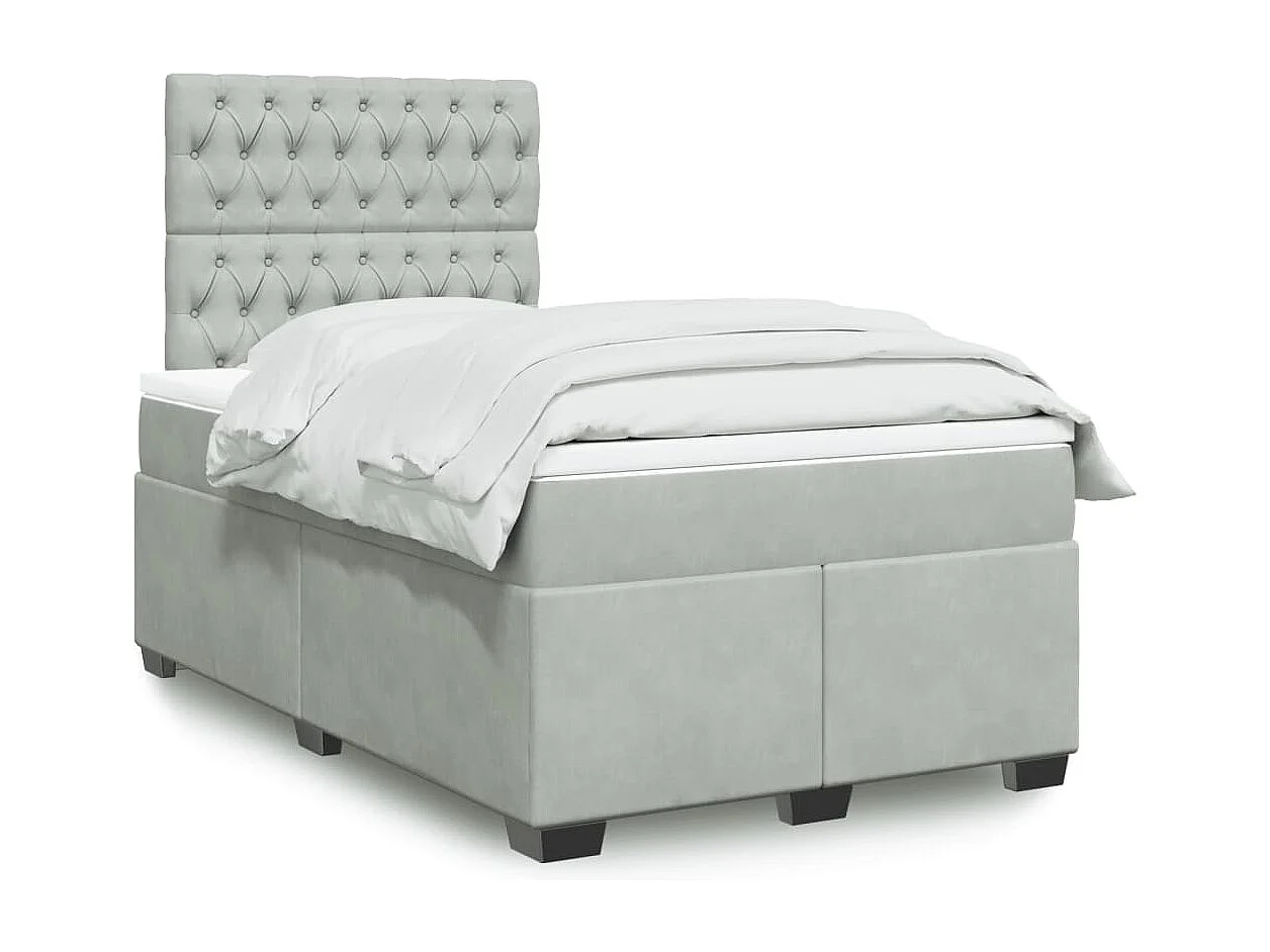 Sommier à lattes de lit et matelas Gris clair 120x200cm Velours