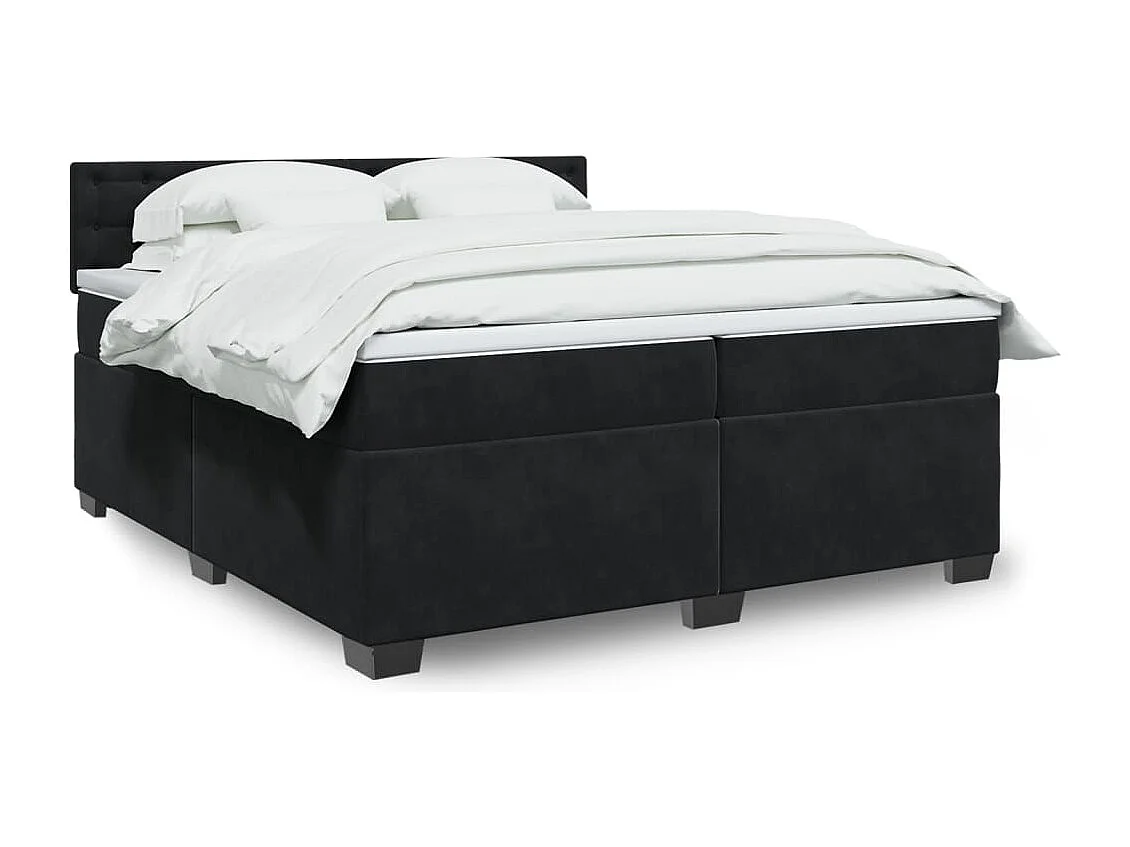 Giroletto a Molle con Materasso Nero 200x200 cm in Velluto