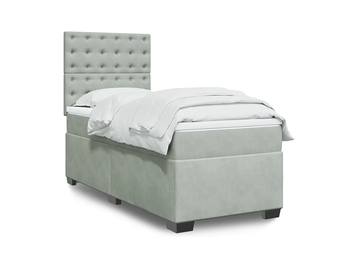 Sommier à lattes de lit et matelas Gris clair 90x200 cm Velours