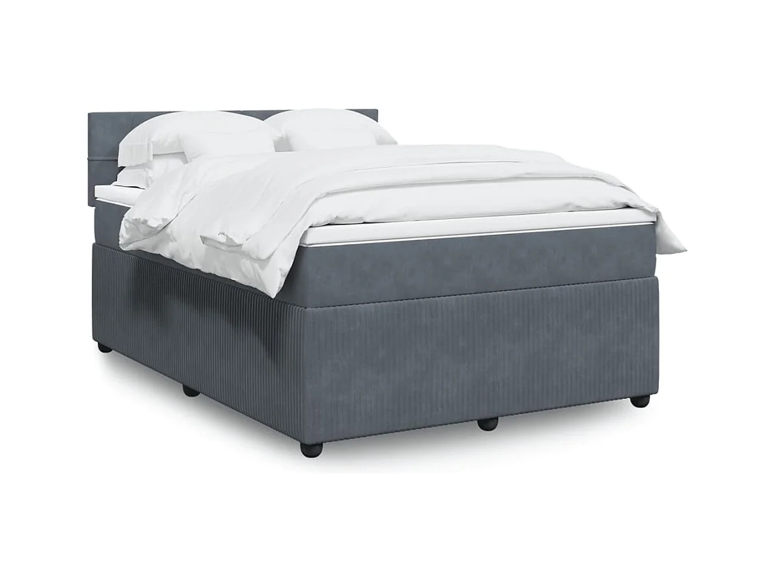 Boxspring met matras fluweel donkergrijs 140x200 cm