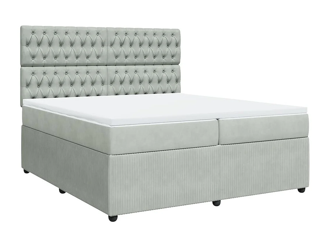 Boxspringbett mit Matratze Hellgrau 200x200 cm Samt