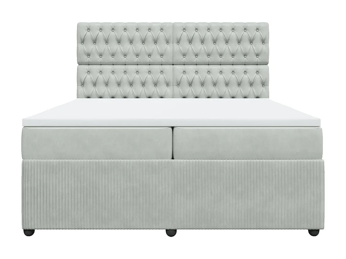 Boxspringbett mit Matratze Hellgrau 200x200 cm Samt