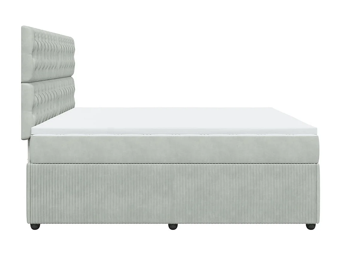 Boxspringbett mit Matratze Hellgrau 200x200 cm Samt