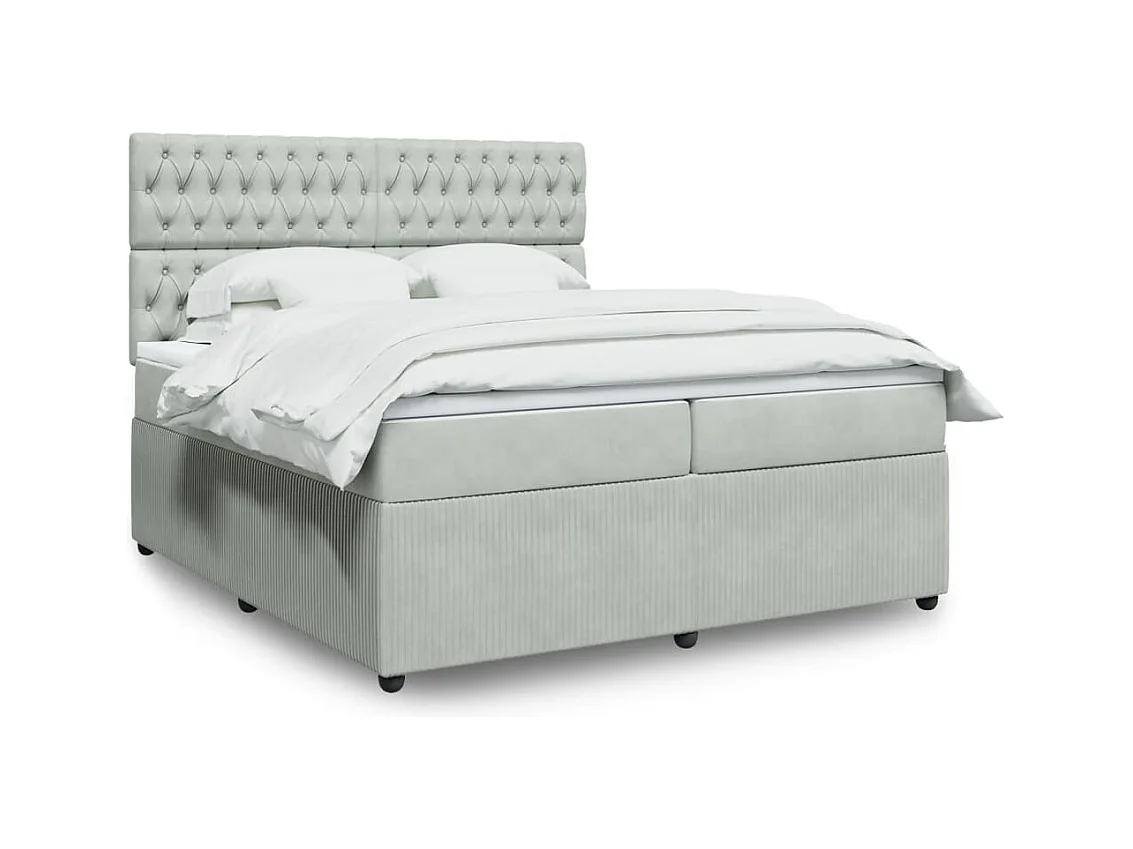 Giroletto a Molle con Materasso Grigio Chiaro 200x200cm Velluto