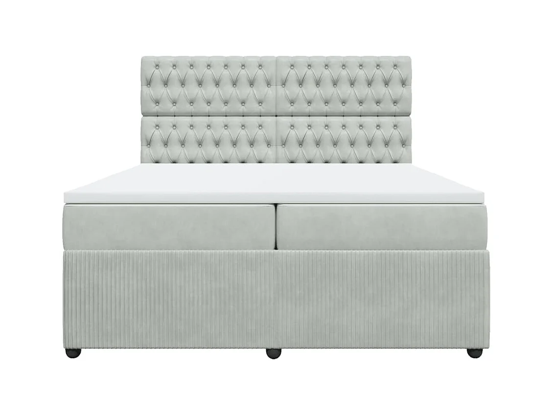 Giroletto a Molle con Materasso Grigio Chiaro 200x200cm Velluto