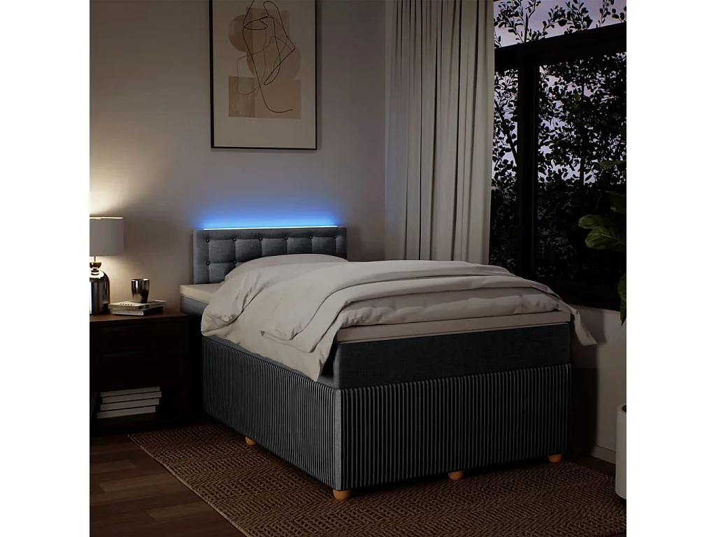 Cama box spring con colchón tela gris claro 120x190 cm