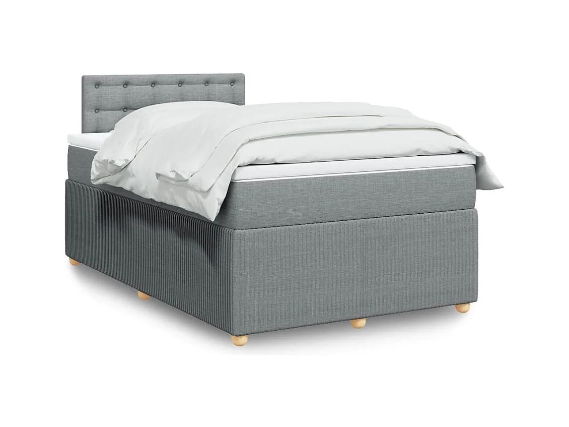 Giroletto a Molle con Materasso Grigio Chiaro 120x190cm Tessuto