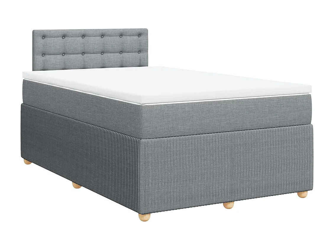 Cama box spring con colchón tela gris claro 120x190 cm