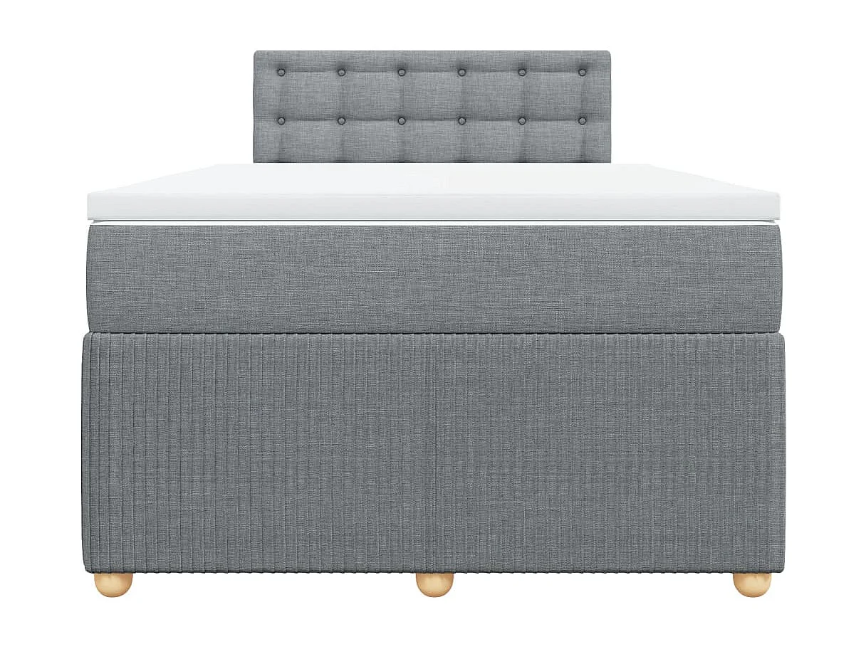 Cama box spring con colchón tela gris claro 120x190 cm