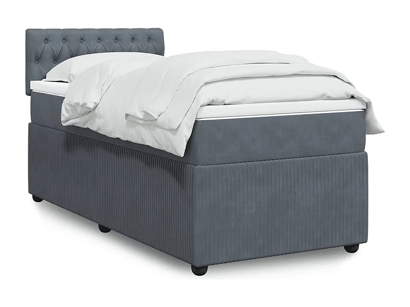 Giroletto a Molle con Materasso Grigio Scuro 80x200 cm Velluto
