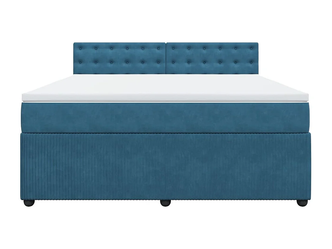 Sommier à lattes de lit et matelas bleu 180x200 cm velours