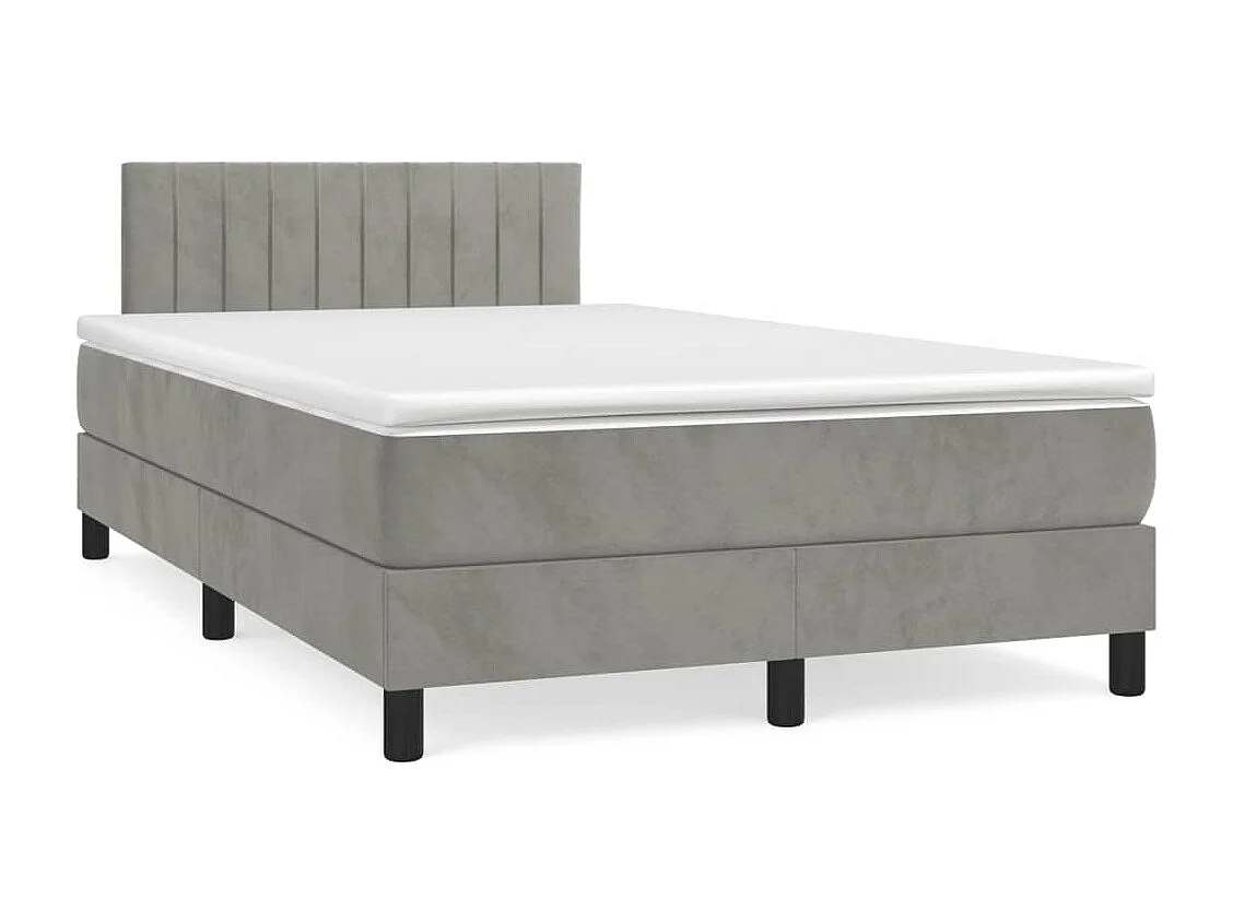 Boxspringbett mit Matratze Hellgrau 120x190 cm Samt