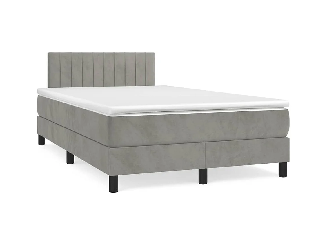 Sommier à lattes de lit et matelas gris clair 120x190cm velours