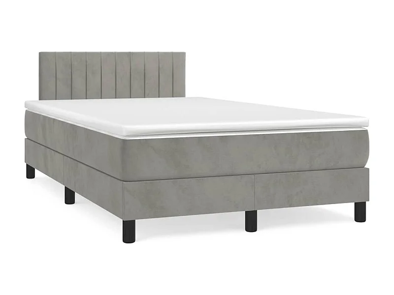 Boxspring met matras fluweel lichtgrijs 120x190 cm