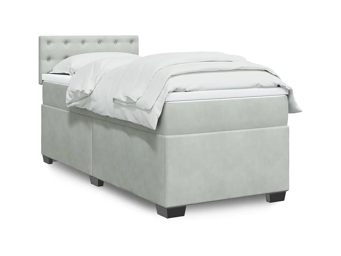 Sommier à lattes de lit et matelas Gris clair 90x200 cm Velours