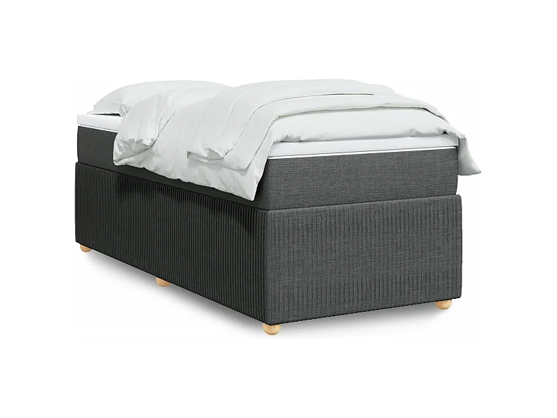 Cama box spring con colchón tela gris oscuro 90x190 cm