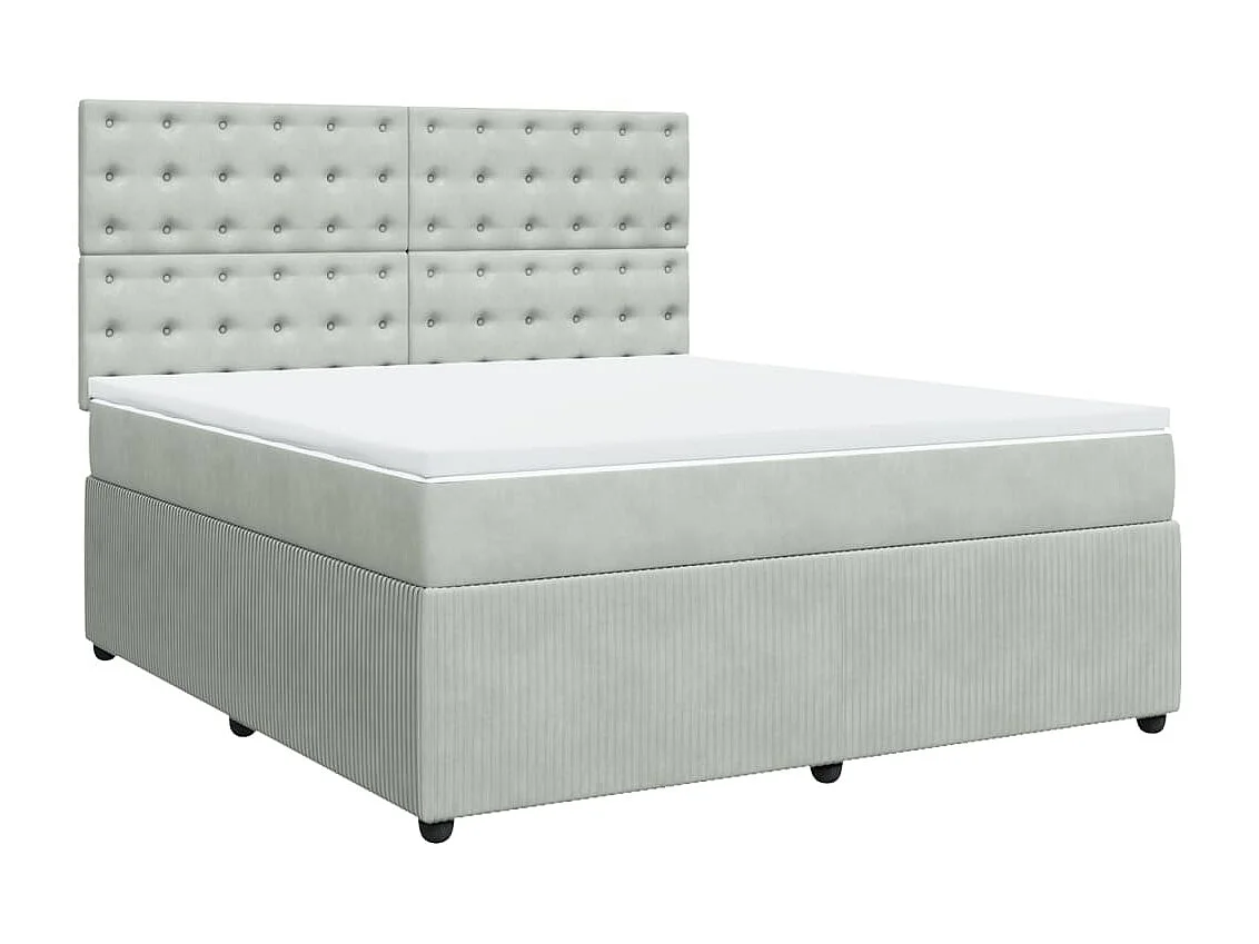Cama com molas/colchão 180x200 cm veludo cinzento-claro