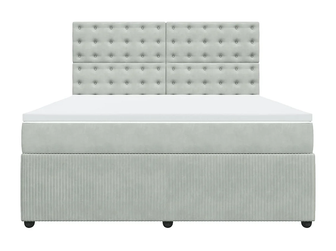 Boxspringbett mit Matratze Hellgrau 180x200 cm Samt