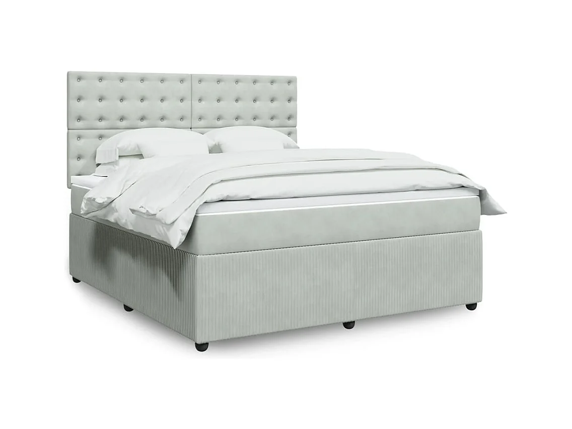 Sommier à lattes de lit et matelas Gris clair 180x200cm Velours