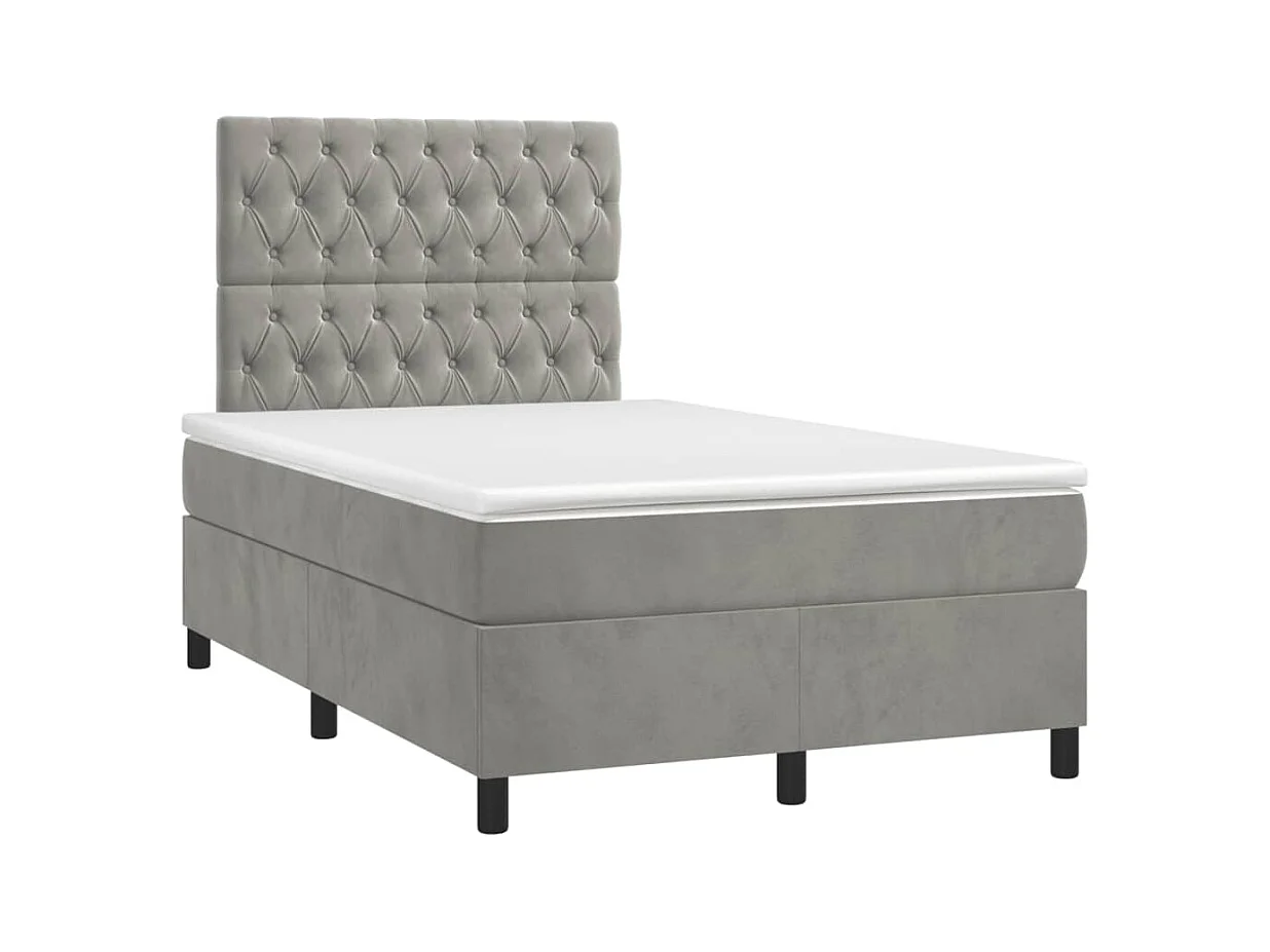 Boxspring met matras fluweel lichtgrijs 120x190 cm