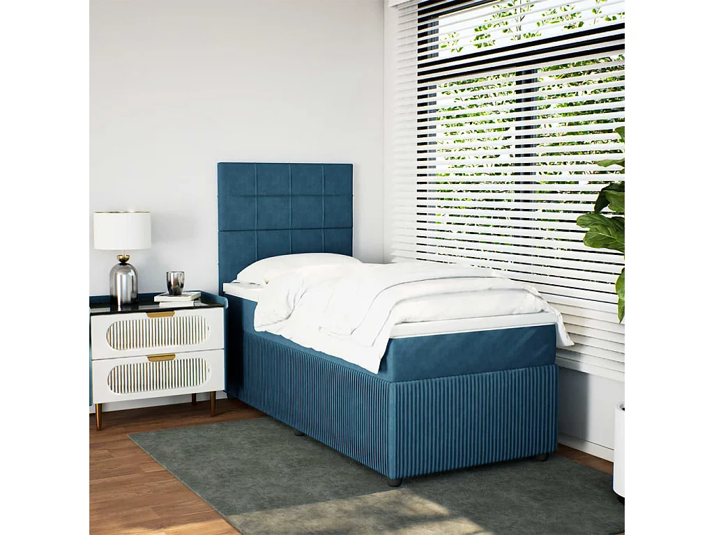 Sommier à lattes de lit et matelas Bleu foncé 80x200 cm Velours